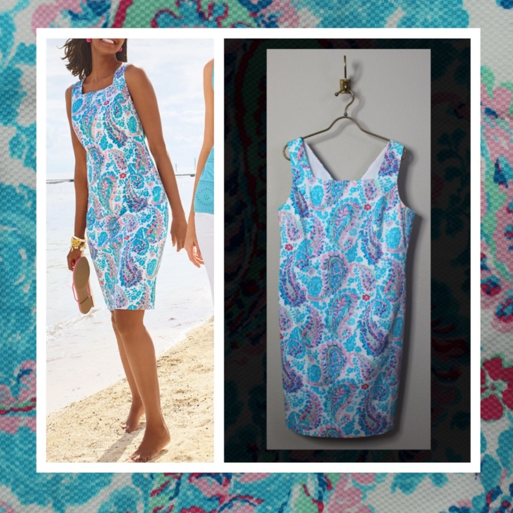 Tropical Fresco Paisley Floral Cotton Sheath "Tea Time" Costal Talbots Dress - Picture 8 of 8